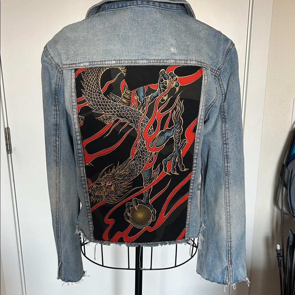 Denim Jacket with hand placed Dragon details